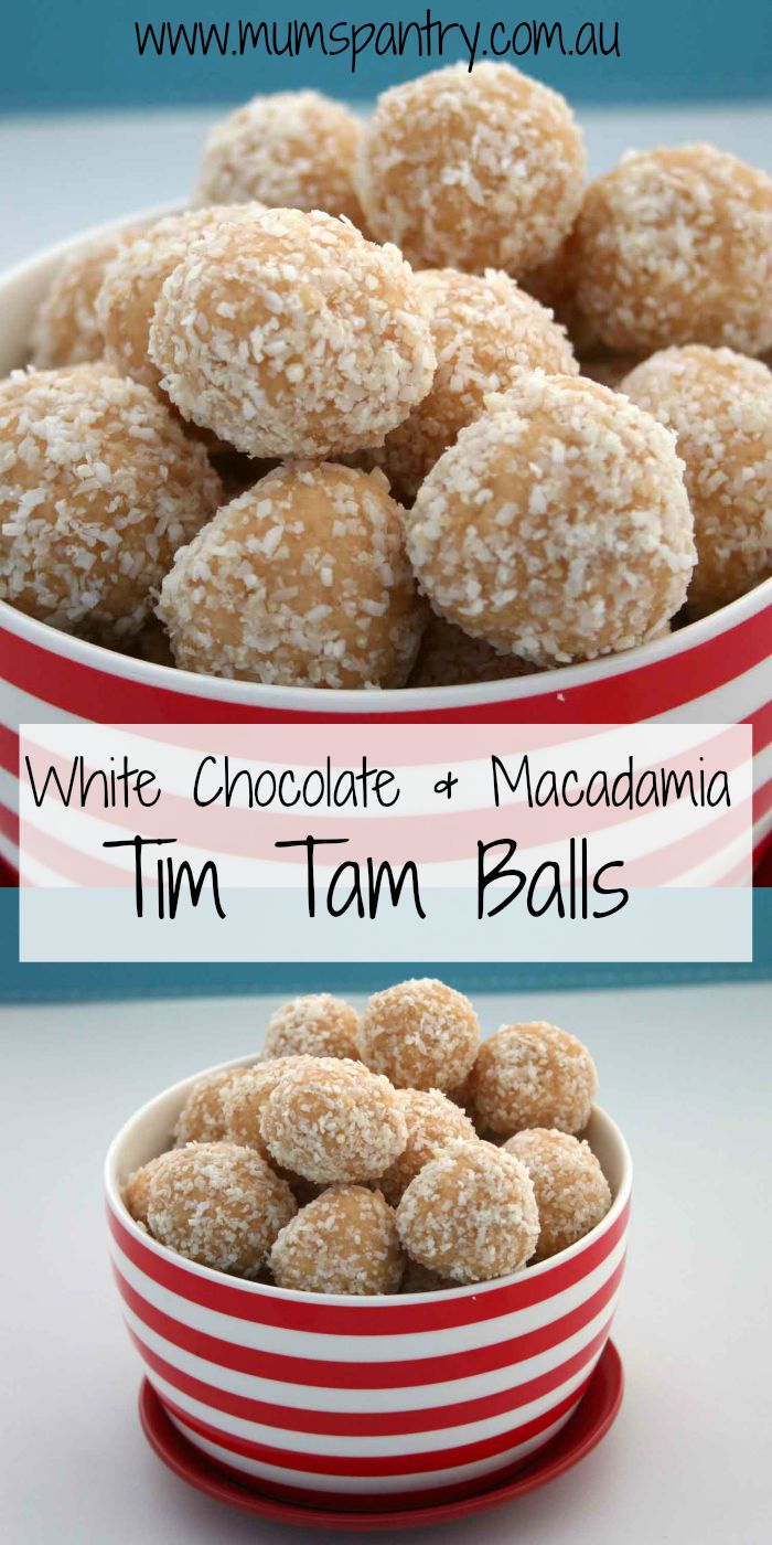 white chocolate and macadamia tim tam balls
