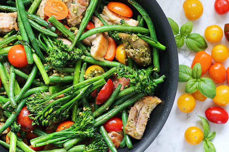 basil pesto chicken and vegetable recipe