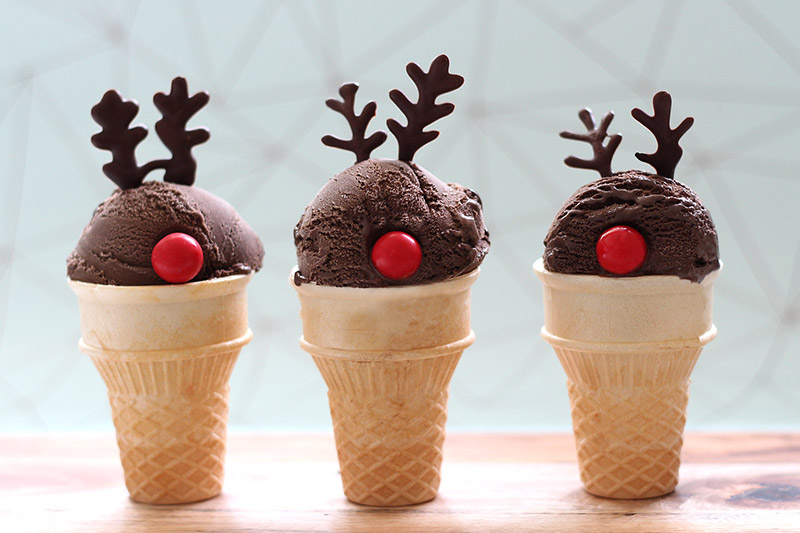 Rudolph Reindeer Ice Cream Cones for Christmas | Mum's Pantry