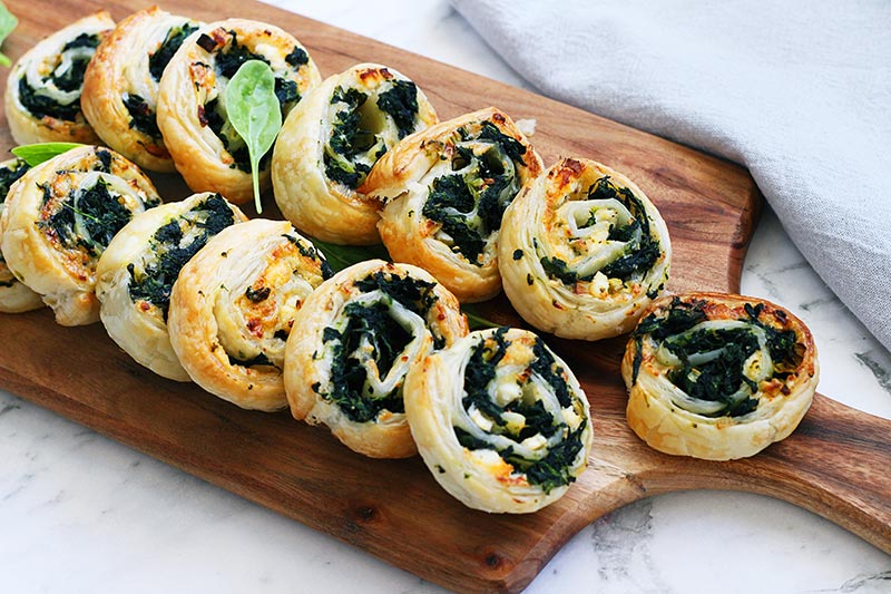 Spinach and feta pinwheels recipe