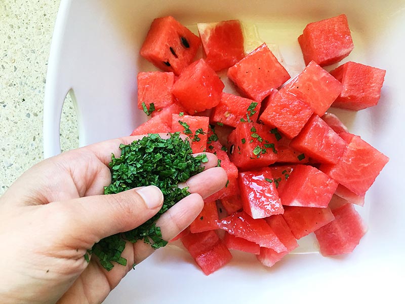 watermelon, feta and mint salad