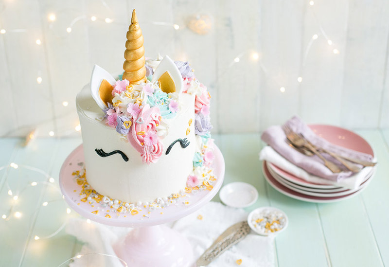 pretty pastel unicorn birthday cake