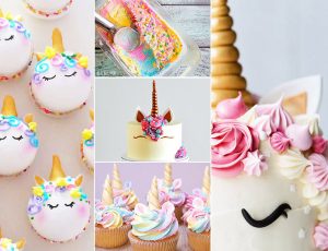unicorn cakes and unicorn party food