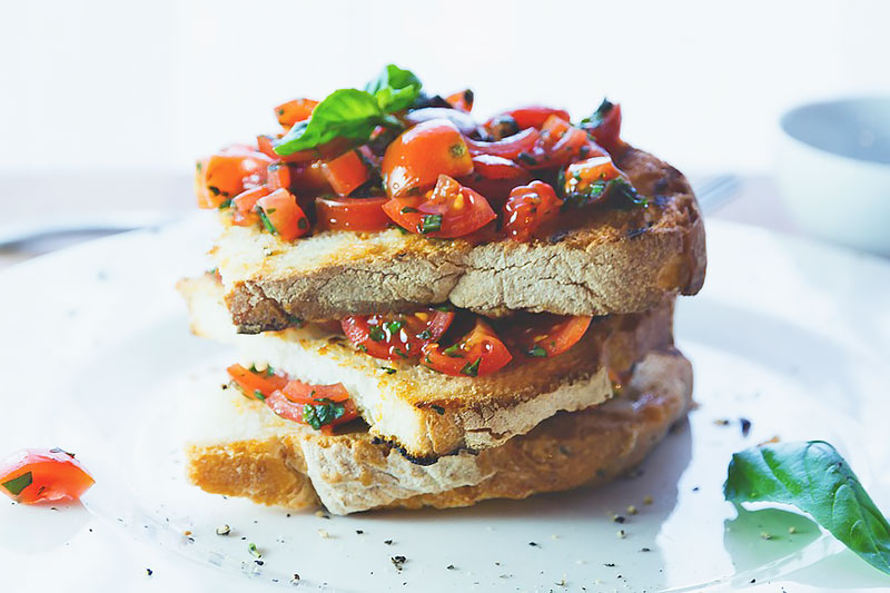 bruschetta, tomato, bread