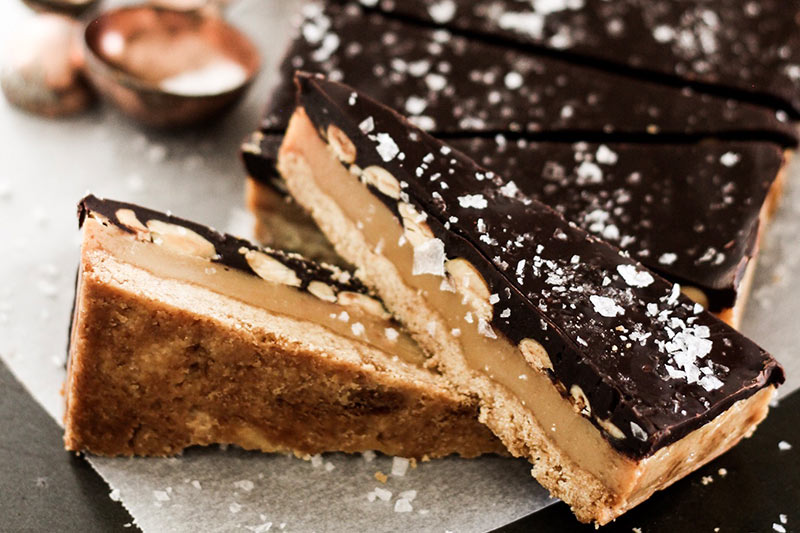 Chocolate peanut caramel slice